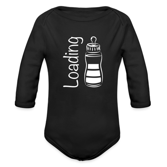 Organic Longsleeve Idyo Baby Bodysuit "loading" - black