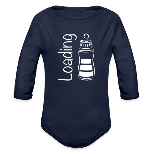 Organic Longsleeve Idyo Baby Bodysuit "loading" - dark navy