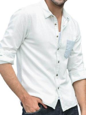 Men White Denim Shirt Wholesale