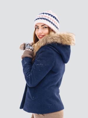 Women Blue Hooded Jacket Wholesale